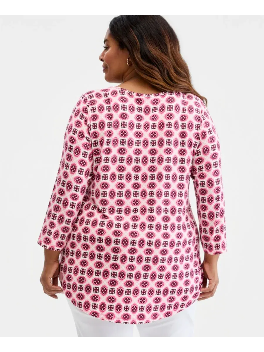 Блуза с рукавом 3/4 и принтом Aria Tile JM Collection, Sweet Cherry — изображение 3 из 3
