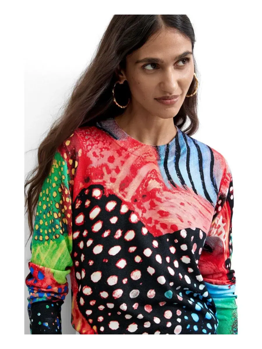 Свитер с мультиколор принтом Desigual — изображение 3 из 5, черный