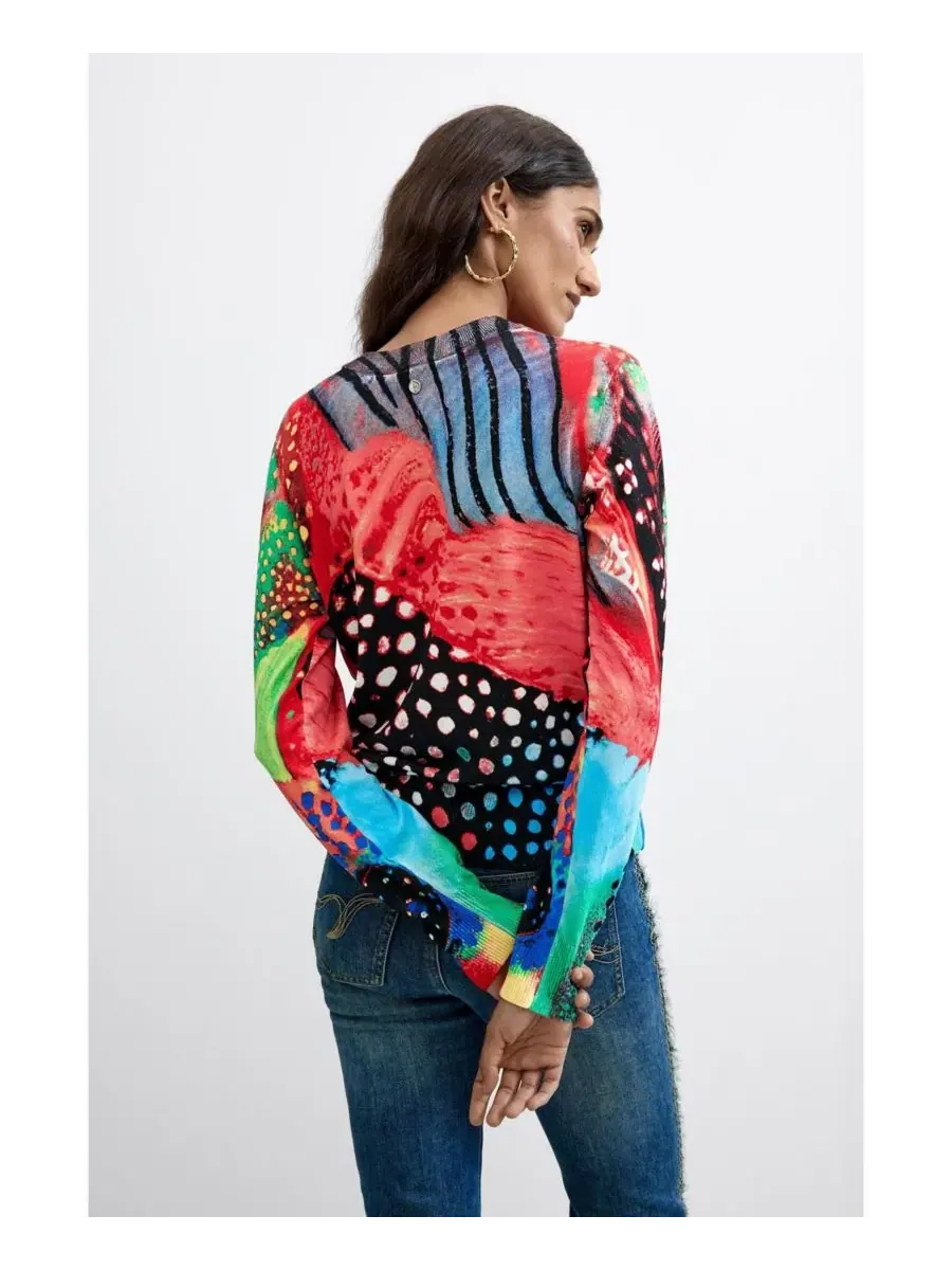 Свитер с мультиколор принтом Desigual — изображение 4 из 5, черный