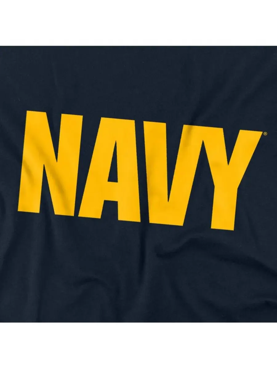Футболка хлопковая с принтом Logo US Navy — изображение 3 из 3, темно-синий