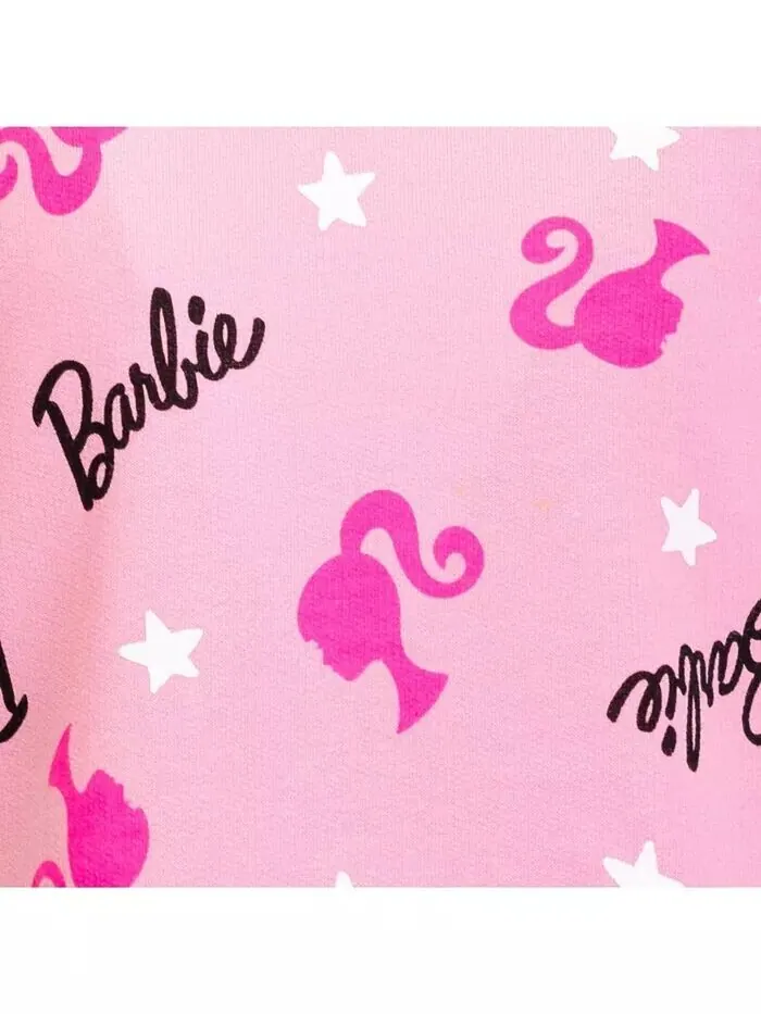 Платье с фигурным вырезом из французской махровой ткани для девочек Barbie — изображение 2 из 5, розовый