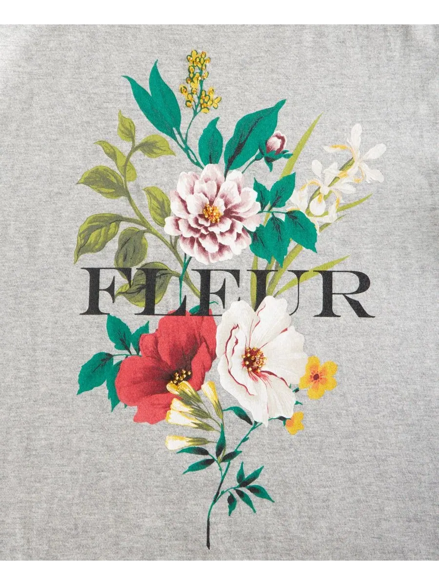 Футболка с графическим принтом и бисером Fleur Beaded Graphic On 34th — изображение 5 из 6, светлый серый