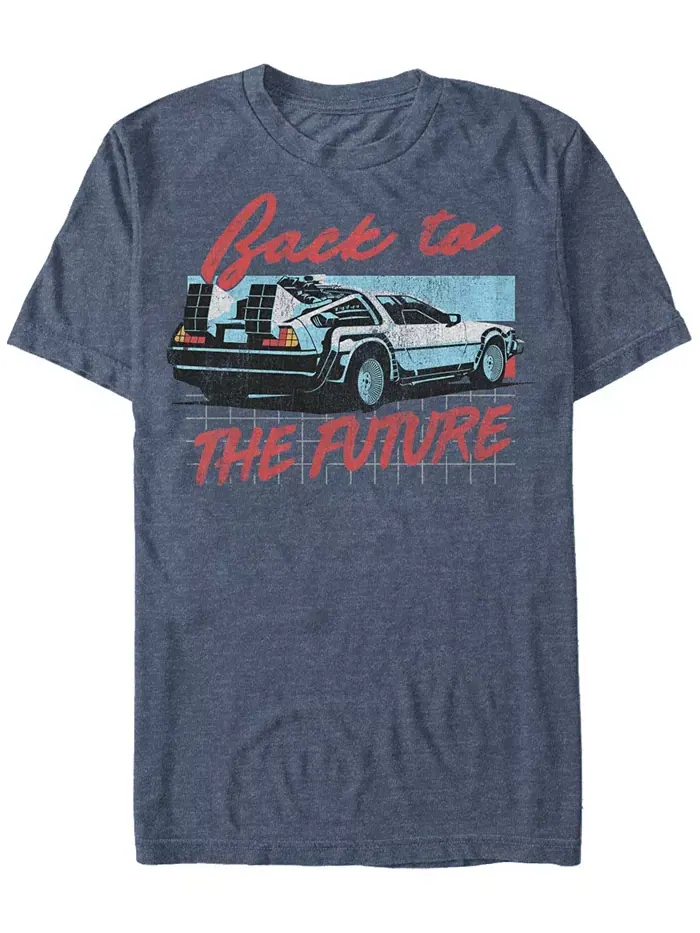 Футболка с коротким рукавом "Back to the Future Franchise Men's Delorean Grid" Fifth Sun — изображение 1 из 1, темно-синий