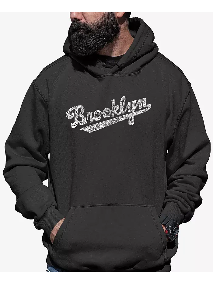 Мужская худи Word Art Brooklyn Neighborhoods с капюшоном LA Pop Art — изображение 1 из 2, темный серый