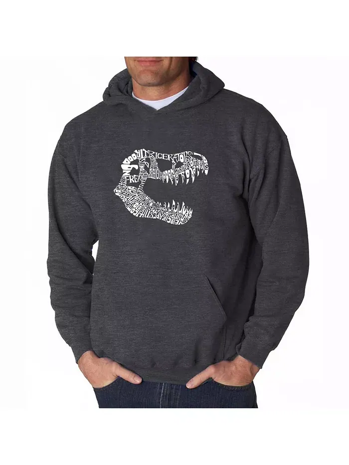 Мужская худи с принтом - T-Rex Skull LA Pop Art — изображение 1 из 2, темный серый