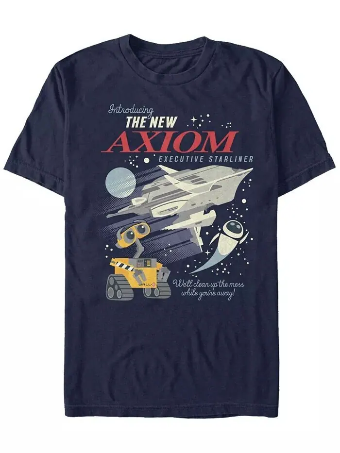 Мужская футболка Disney Pixar Wall-E the New Axiom с коротким рукавом Fifth Sun — изображение 1 из 1, темно-синий