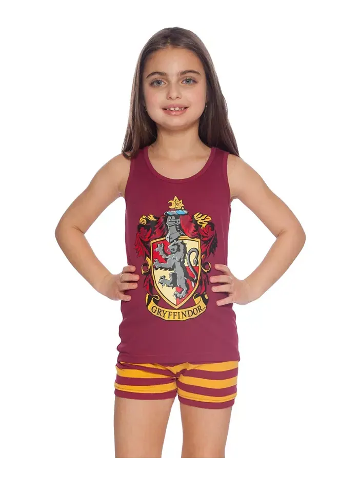Детский пижамный комплект для девочек Big Girls Hogwarts All Houses Crest: топ и шорты (2 предмета) — красный