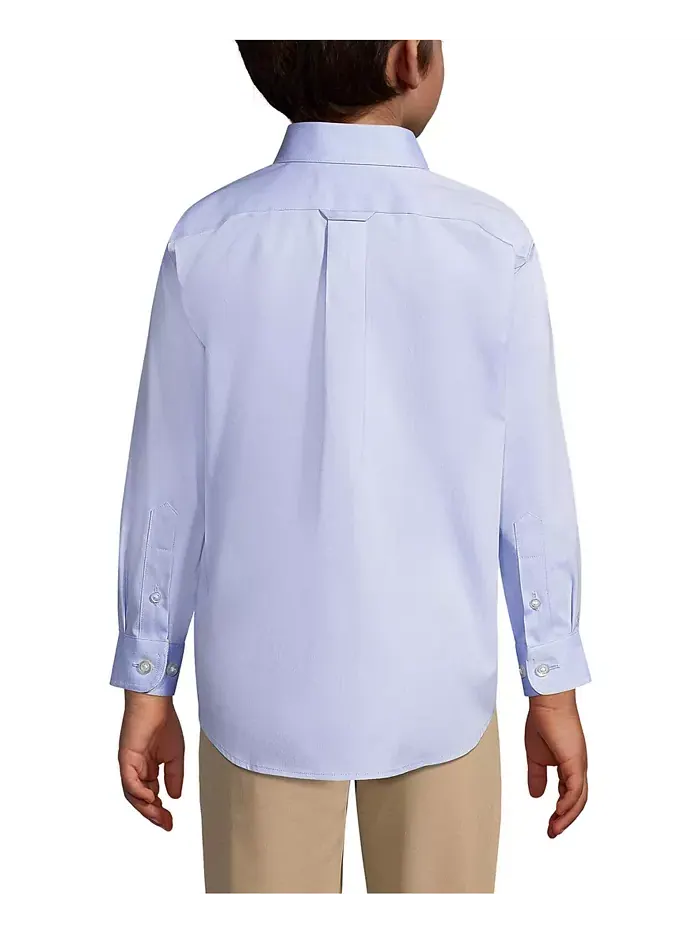 Длинный рукав для старших мальчиков, рубашка без глажки Pinpoint Dress Shirt Lands' End — изображение 3 из 3, синий