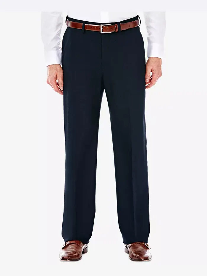 JMH Men Premium Stretch Классические брюки с плоской передней частью Haggar — изображение 1 из 3, темный темно-синий