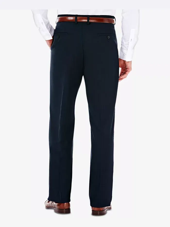 JMH Men Premium Stretch Классические брюки с плоской передней частью Haggar — изображение 2 из 3, темный темно-синий