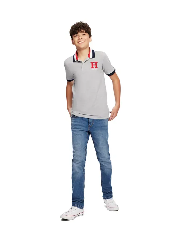 Поло с вышивкой и полосатым воротником для малышей и мальчиков Matt Tommy Hilfiger — изображение 2 из 5, серый