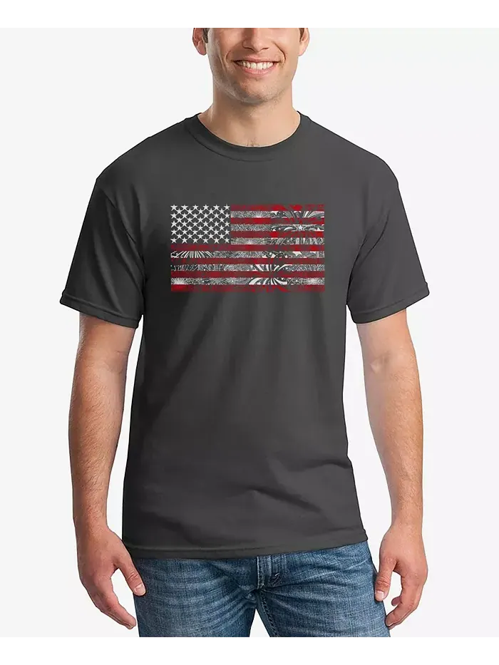 Мужская футболка Word Art Fireworks American Flag LA Pop Art