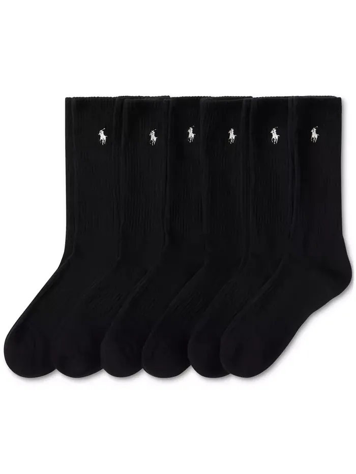 Мужские спортивные носки Performance Crew, 6 пар Polo Ralph Lauren — изображение 2 из 2, черный