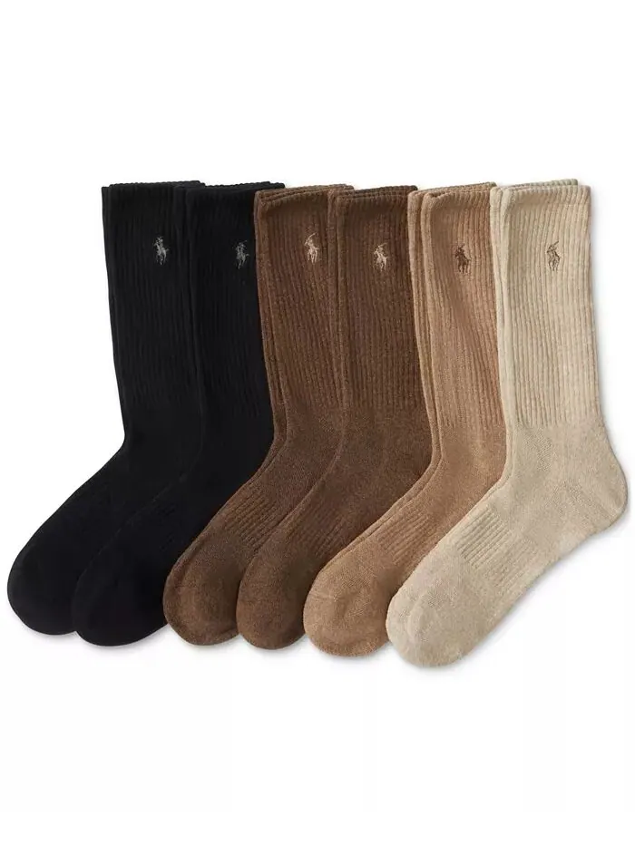 Мужские носки Performance Sport Crew, 6 пар Polo Ralph Lauren — изображение 2 из 2, коричневый