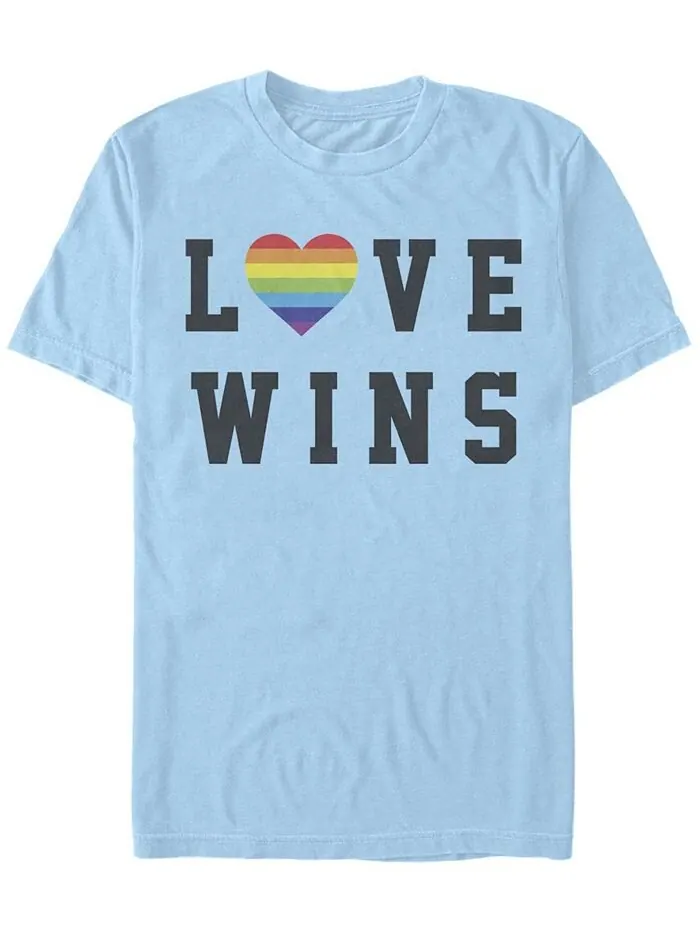 Мужская футболка Love Wins с коротким рукавом и круглым вырезом Fifth Sun — изображение 1 из 1, светлый синий