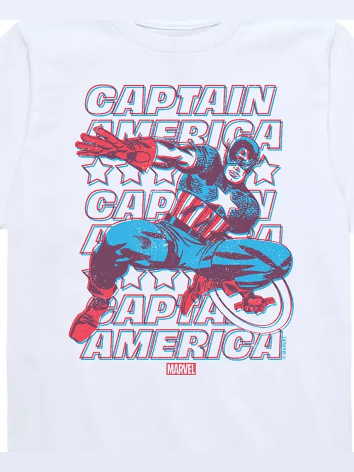 Футболка для мальчиков с 3D-принтом Captain America — изображение 3 из 3, белый