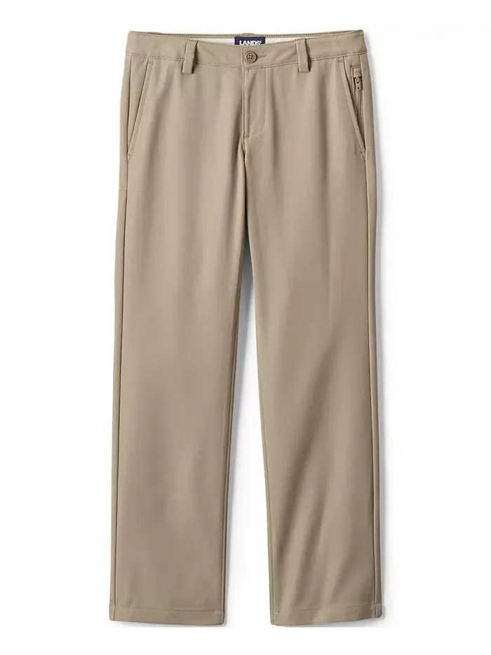 Брюки Active Performance Chino для девочек старшего возраста Lands' End — изображение 3 из 3, хаки