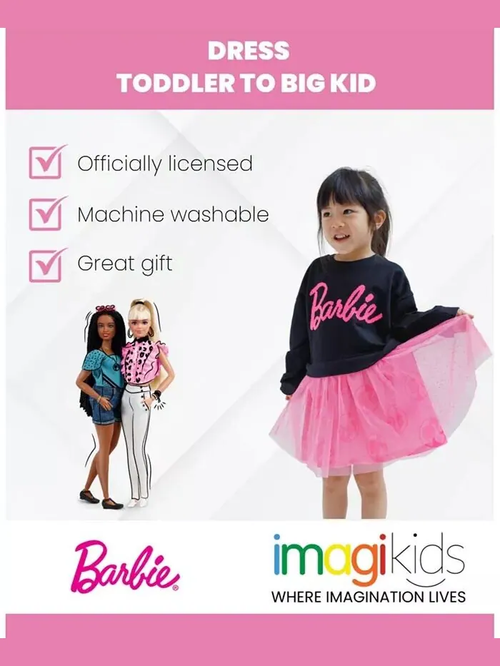 Платье из французской махровой ткани для девочек Barbie — изображение 4 из 6, черный