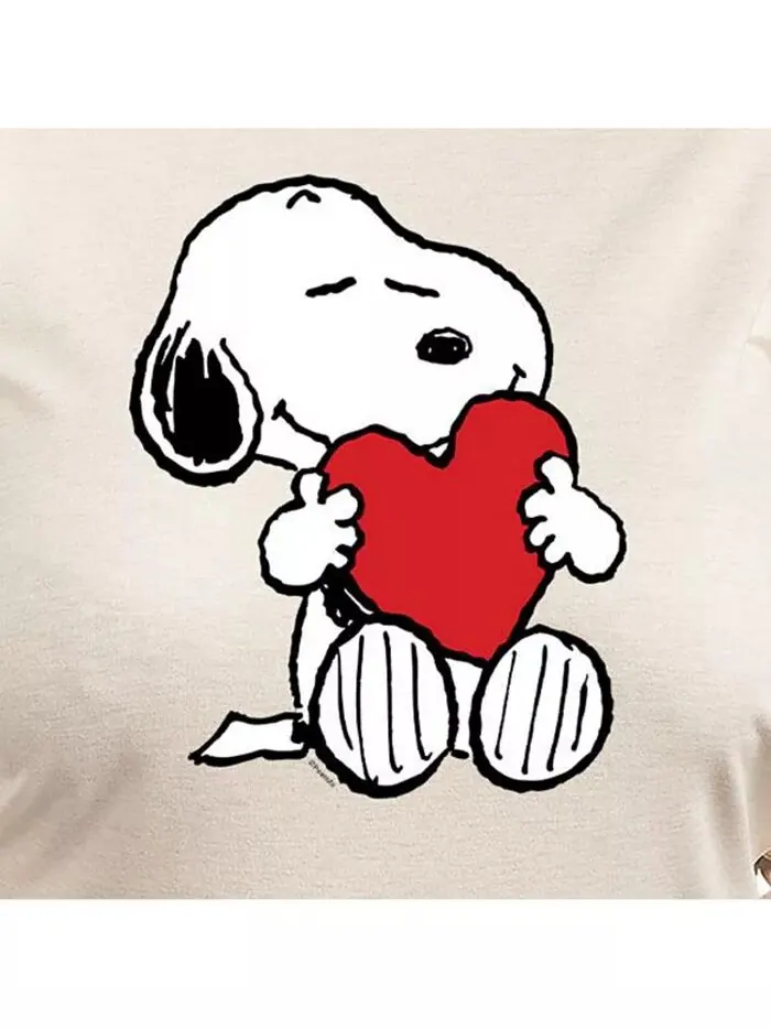Футболка-пуловер с принтом Peanuts Heart Graphic Hybrid Apparel — изображение 3 из 3, бежевый/хаки