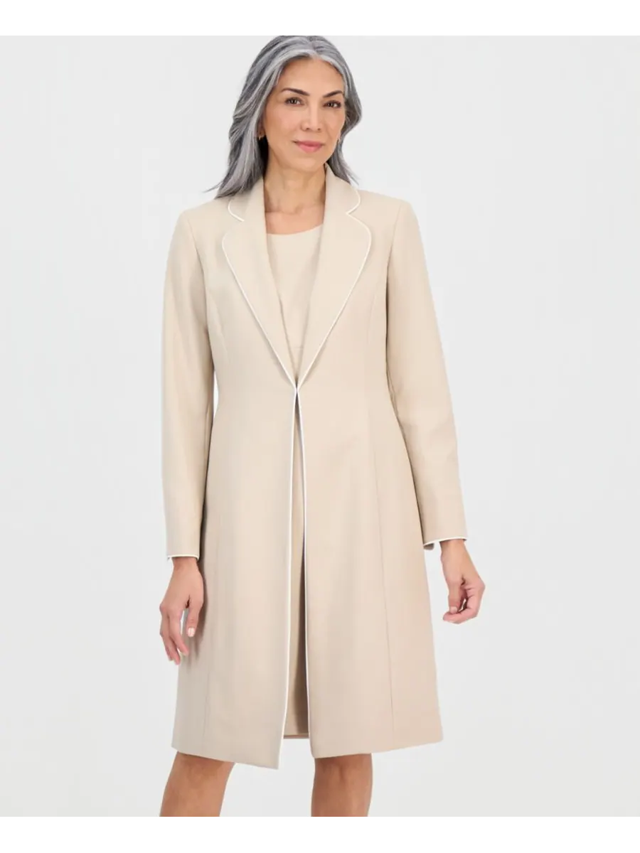 Женский жакет и платье-футляр с круглым вырезом Le Suit — изображение 3 из 5, бежевый