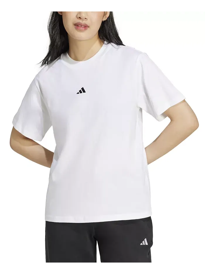 Женская хлопковая футболка с коротким рукавом и круглым вырезом с логотипом adidas
