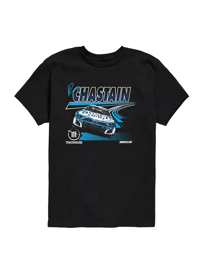 Футболка с принтом Ross Chastain для подростков NASCAR — черный