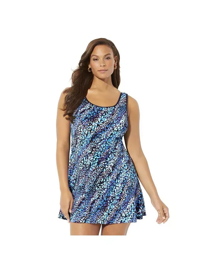 Женское хлорстойкое платье-купальник Tank Swimdress Swimsuits for All — изображение 1 из 2, синий