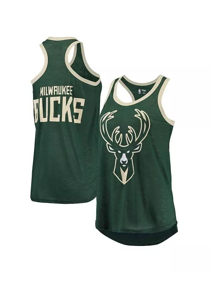 Женская зеленая майка Hunter Milwaukee Bucks Showdown с круглым вырезом и открытой спиной G-Iii — зеленый