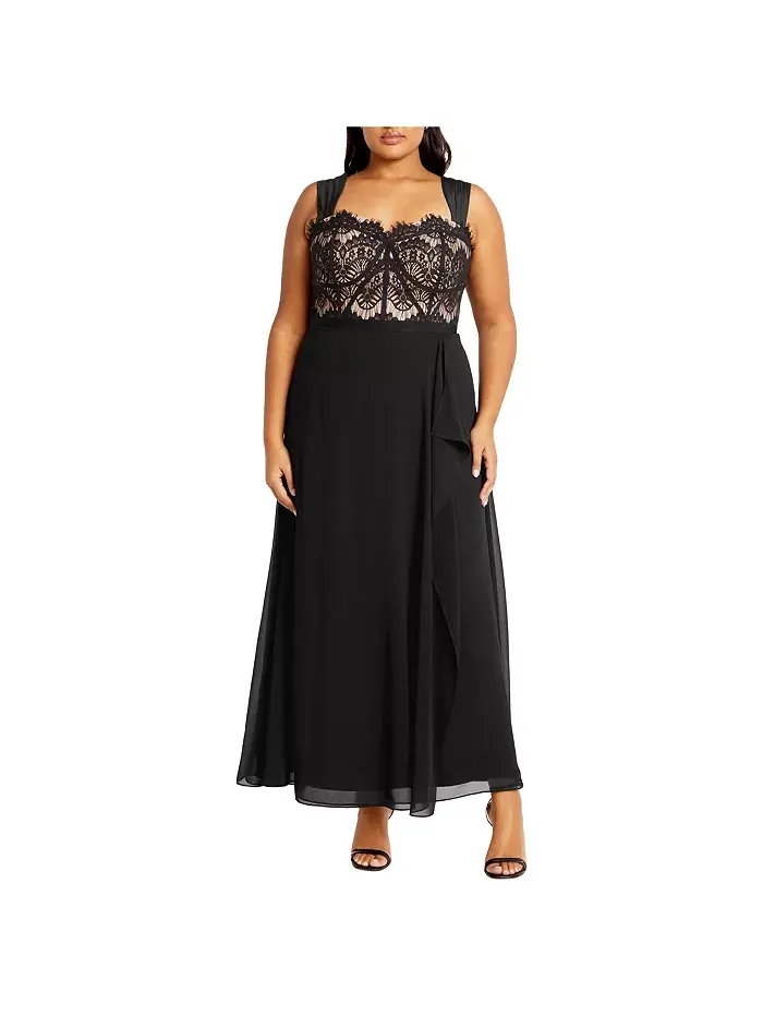 Платье макси Sweet Evie больших размеров CITY CHIC — изображение 1 из 3, черный