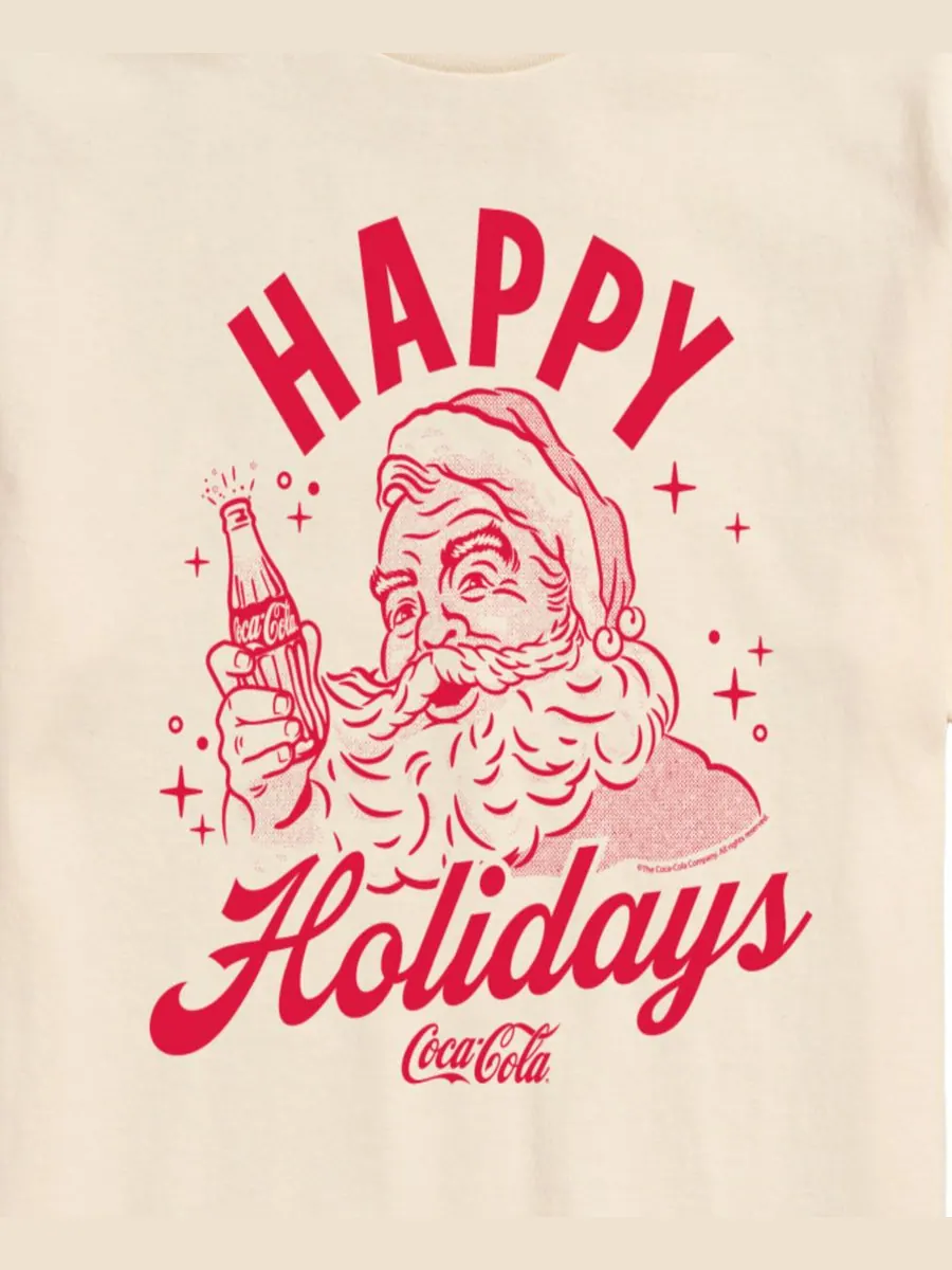 Мужская футболка с коротким рукавом и графическим принтом Coca-Cola Happy Holidays AIRWAVES — изображение 3 из 3, бежевый