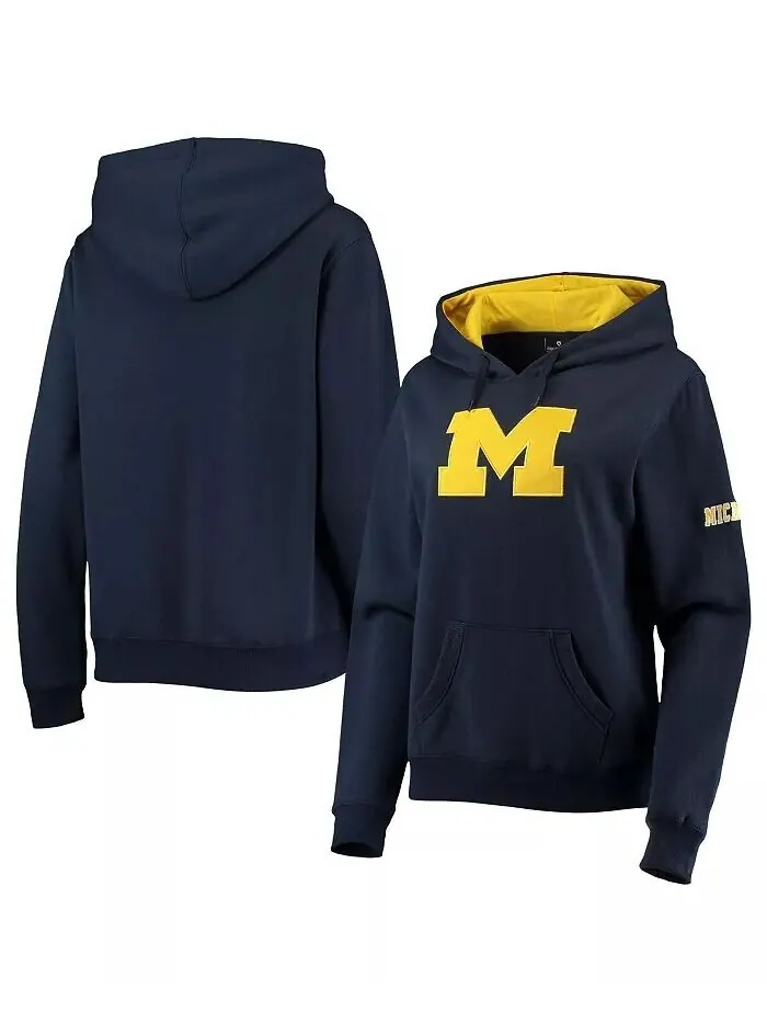 Женская темно-синяя толстовка с капюшоном Michigan Wolverines Big Logo Team Colosseum — изображение 1 из 4