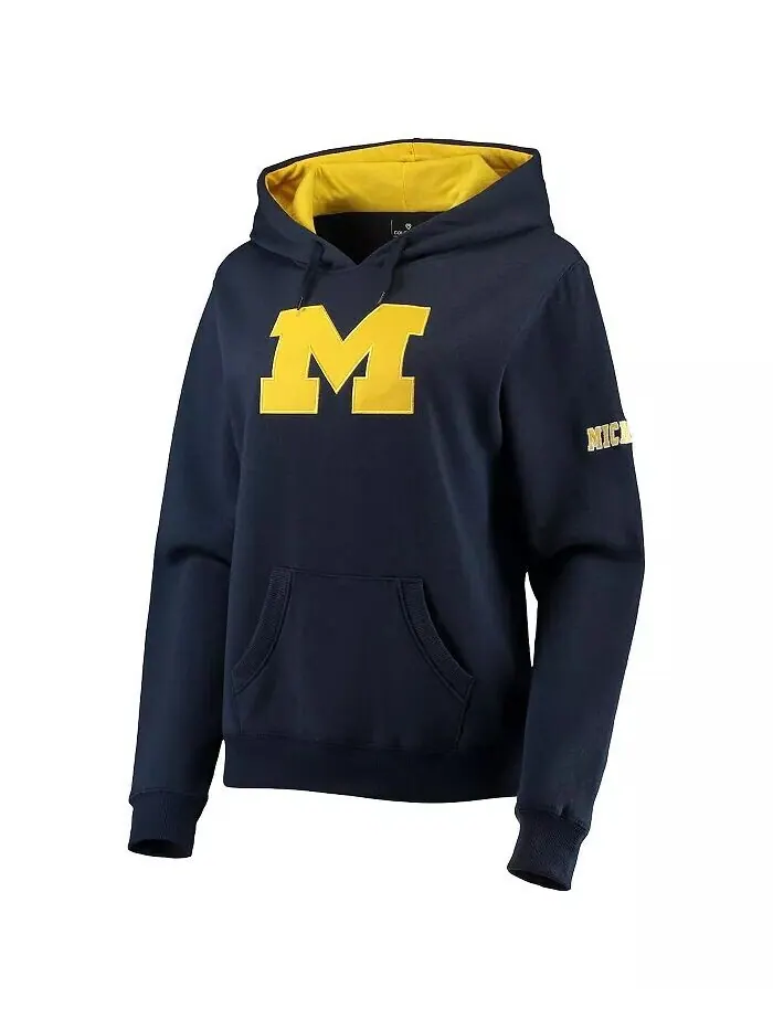 Женский темно-синий пуловер с капюшоном и большим логотипом Michigan Wolverines Team Colosseum — изображение 4 из 4