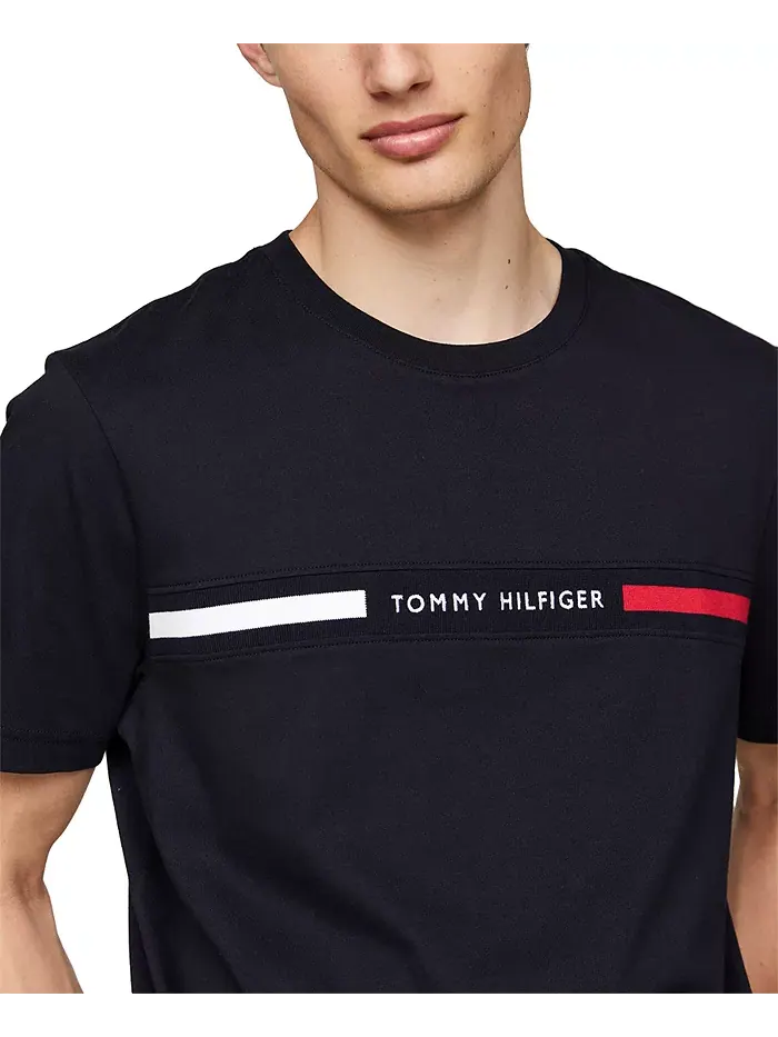 Мужская футболка с коротким рукавом и логотипом на груди Tommy Hilfiger — изображение 3 из 5, голубой