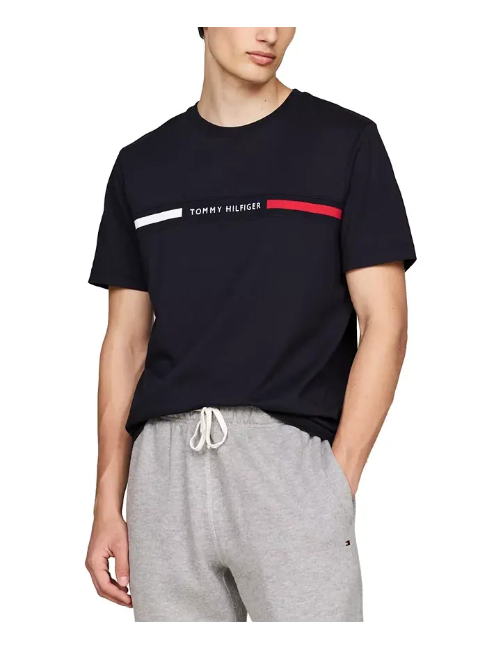 Мужская футболка с коротким рукавом и логотипом на груди Tommy Hilfiger — изображение 4 из 5, голубой