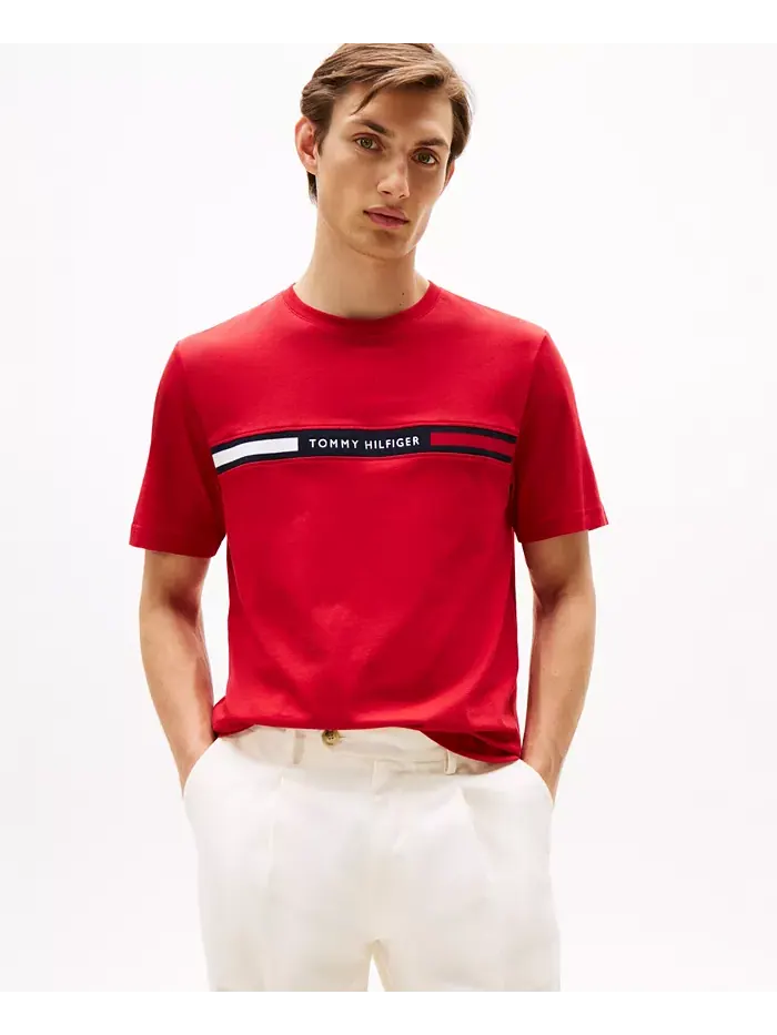 Мужская футболка с коротким рукавом и логотипом на груди Tommy Hilfiger — изображение 1 из 4, красный