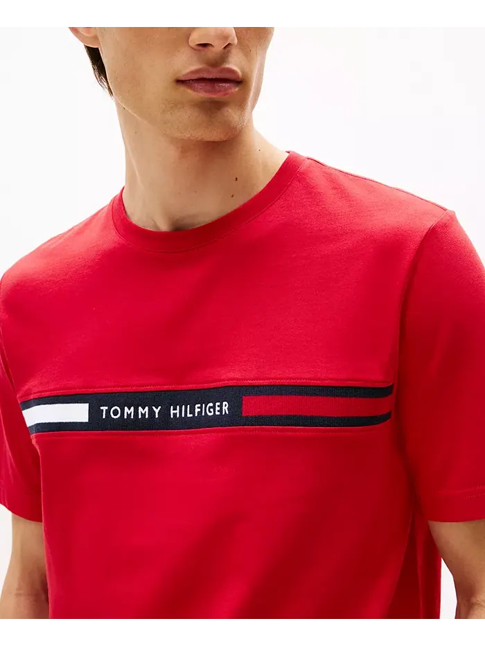 Мужская футболка с коротким рукавом и логотипом на груди Tommy Hilfiger — изображение 3 из 4, красный