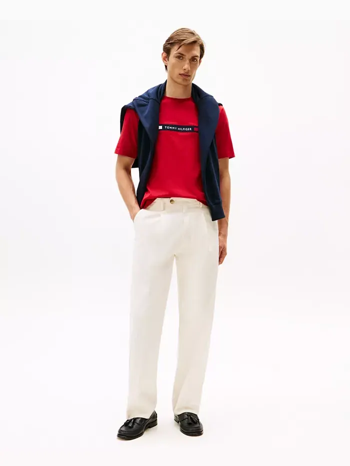 Мужская футболка с коротким рукавом и логотипом на груди Tommy Hilfiger — изображение 4 из 4, красный