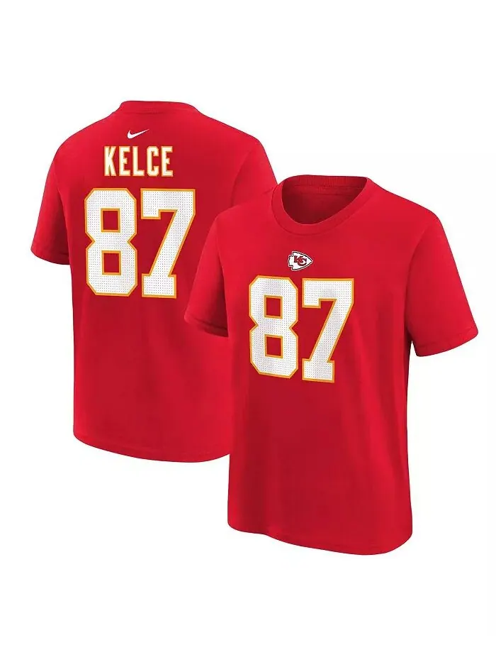 Футболка с именем и номером игрока «Kansas City Chiefs» для мальчиков и девочек Трэвиса Кельсе Nike — изображение 1 из 3