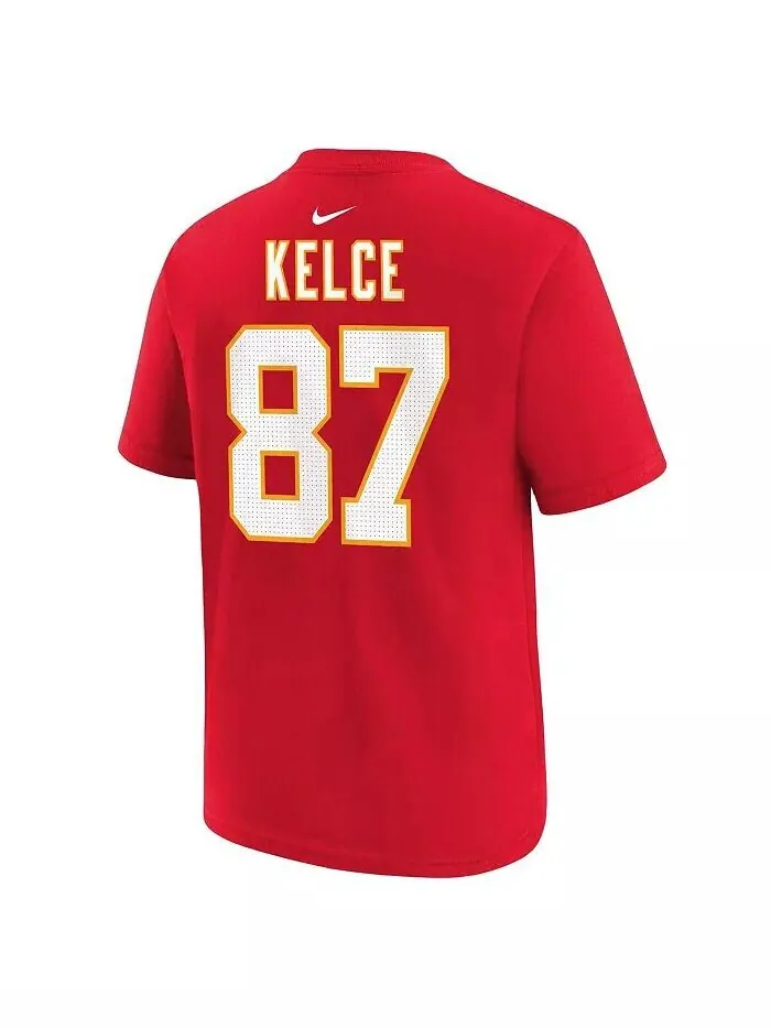 Красная футболка Little Boys and Girls Travis Kelce Kansas City Chiefs с именем и номером игрока — изображение 3 из 3