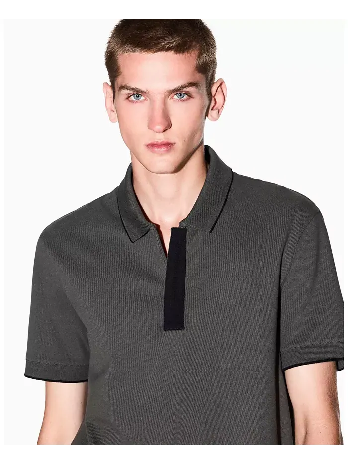 Мужская поло с логотипом из репсовой ленты A|X Armani Exchange — изображение 3 из 5, зеленый