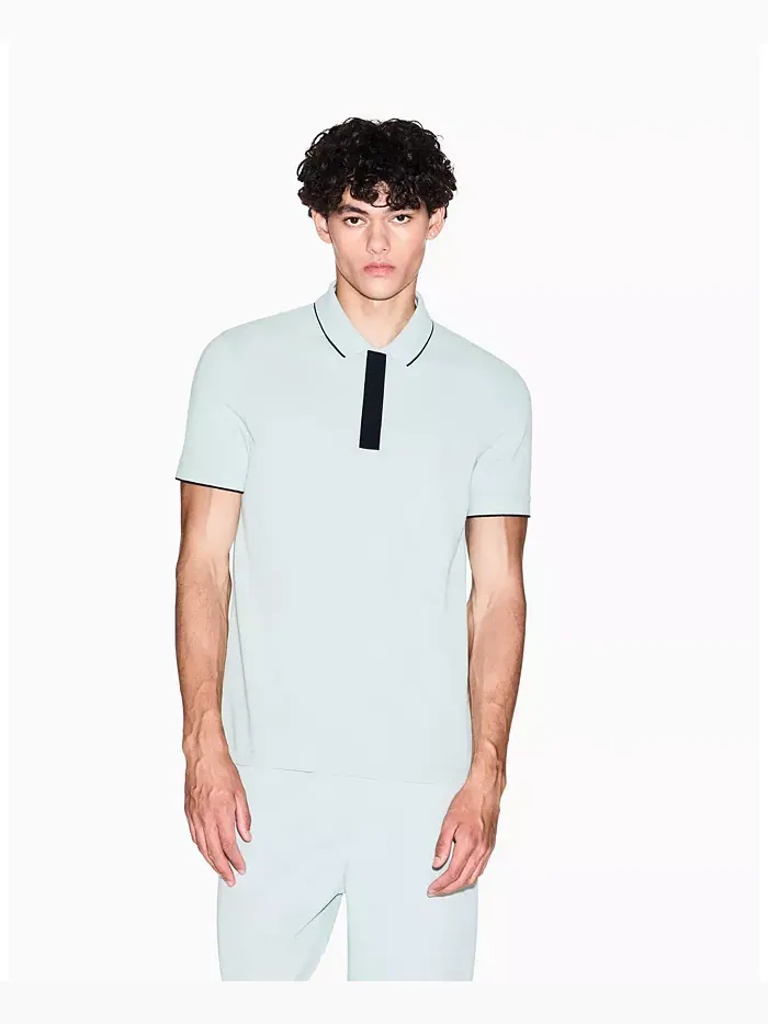 Мужская поло с логотипом из репсовой ленты A|X Armani Exchange — изображение 1 из 5, синий