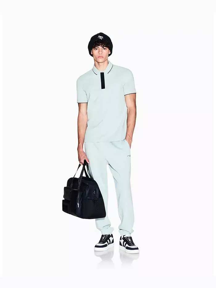 Мужская поло с логотипом из репсовой ленты A|X Armani Exchange — изображение 2 из 5, синий