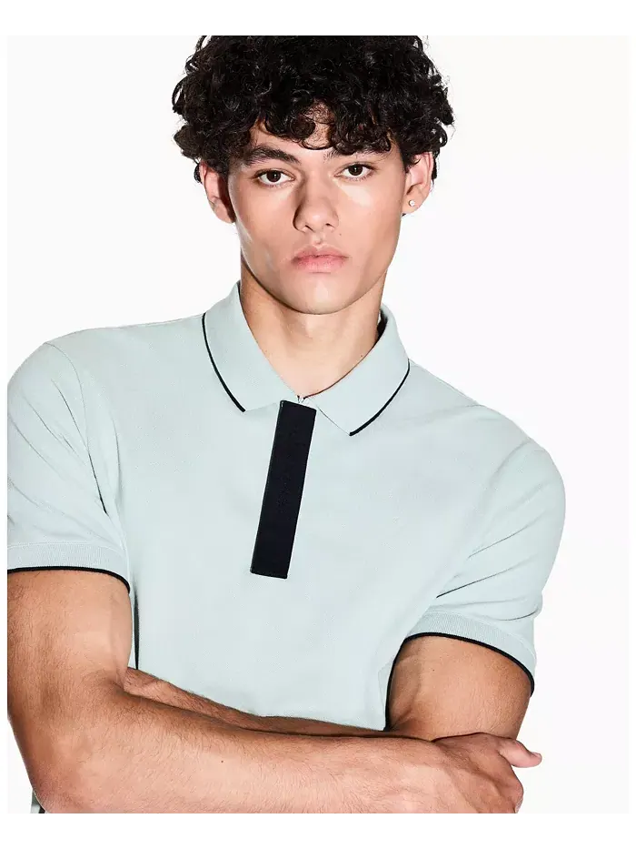 Мужская поло с логотипом из репсовой ленты A|X Armani Exchange — изображение 4 из 5, синий
