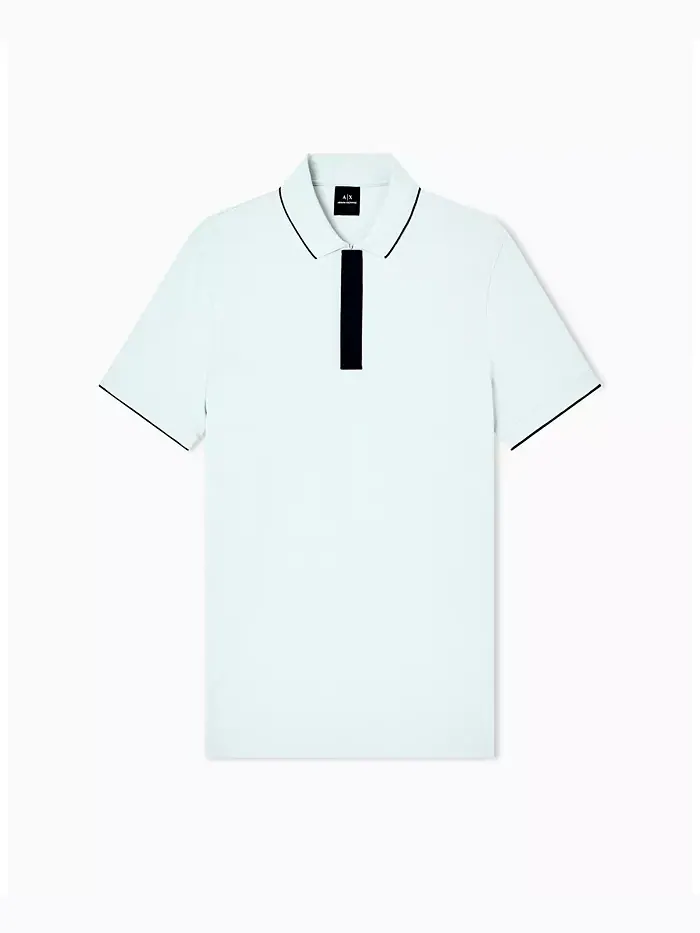 Мужская поло с логотипом из репсовой ленты A|X Armani Exchange — изображение 5 из 5, синий