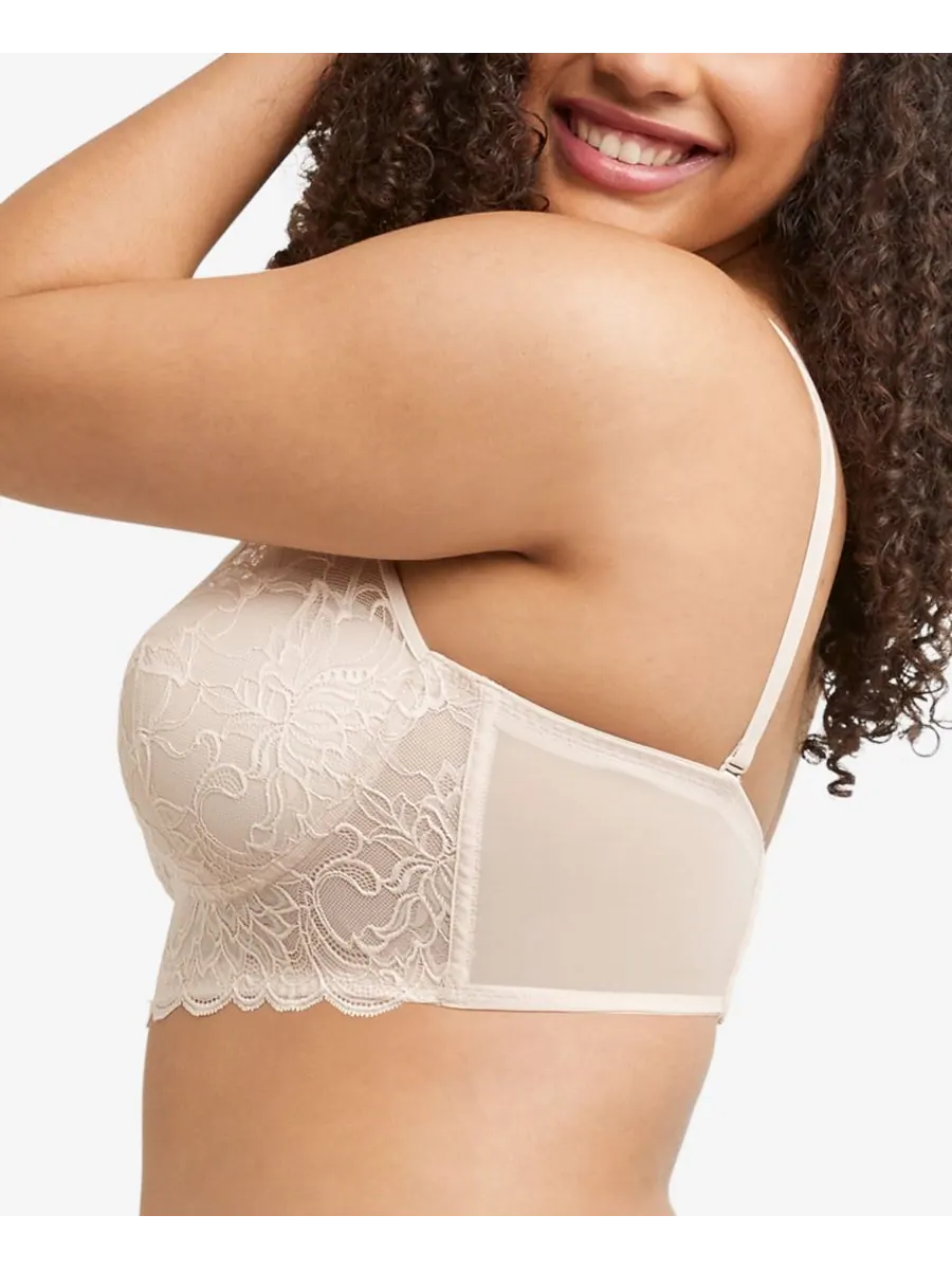 Женский кружевной и сетчатый бюстгальтер-топ без косточек Pure Comfort DM1188 Maidenform — изображение 3 из 5, песочный