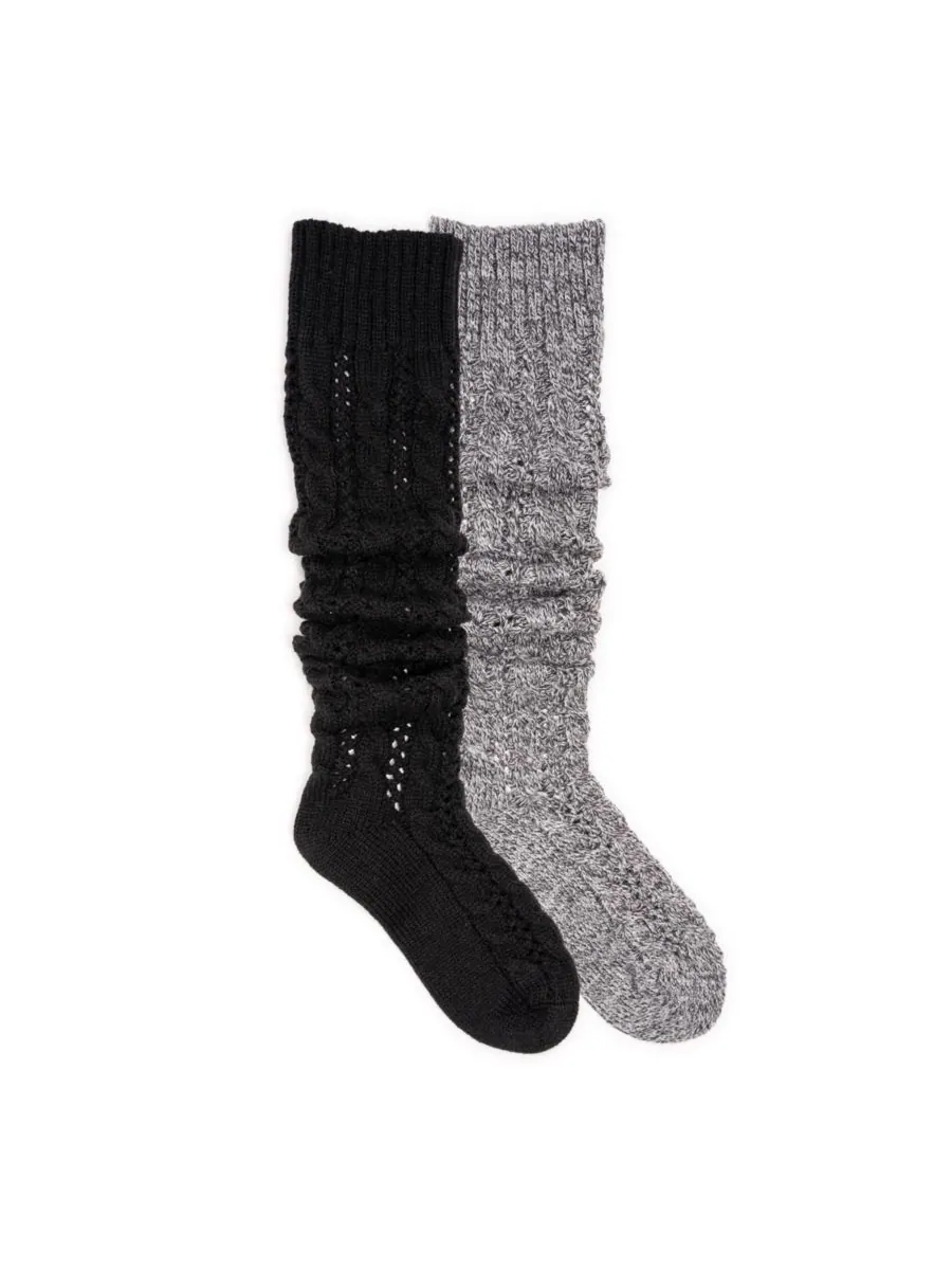 Женские вязаные свитера с косами свободного кроя (2 пары в упаковке) MUK LUKS, Ebony/ebony marl — изображение 1 из 2