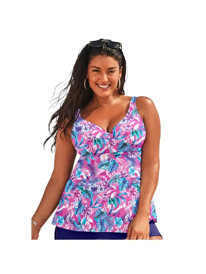 Женский бюстгальтер Sweetheart с косточками и топ-танкини Swimsuits for All — изображение 1 из 2, розовый