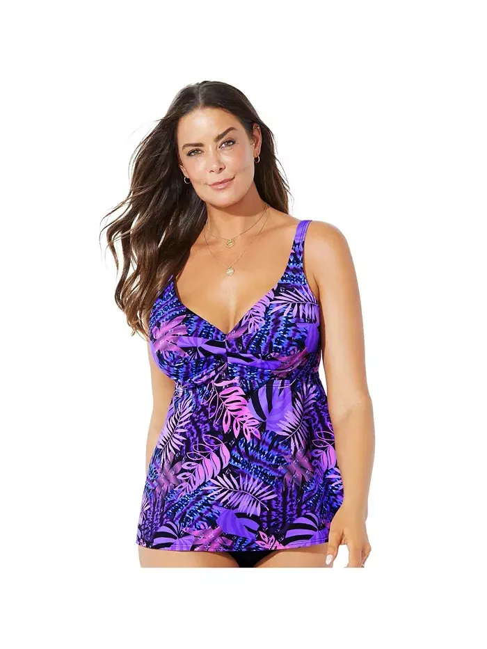 Женский бюстгальтер Sweetheart с косточками и топ-танкини Swimsuits for All — фиолетовый
