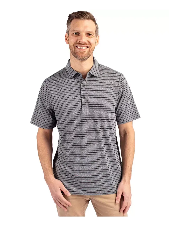 Футболка-поло мужская Forge Eco Heather Stripe Stretch Recycled Cutter & Buck — изображение 1 из 2, черный