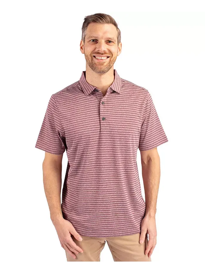 Футболка-поло мужская Forge Eco Heather Stripe Stretch Recycled Cutter & Buck — изображение 1 из 2, коричневый